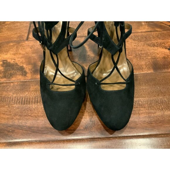 Aquazzura Black Suede Strappy Platform Heels, Size 39 (IT) 9 (US) - Picture 2 of 8